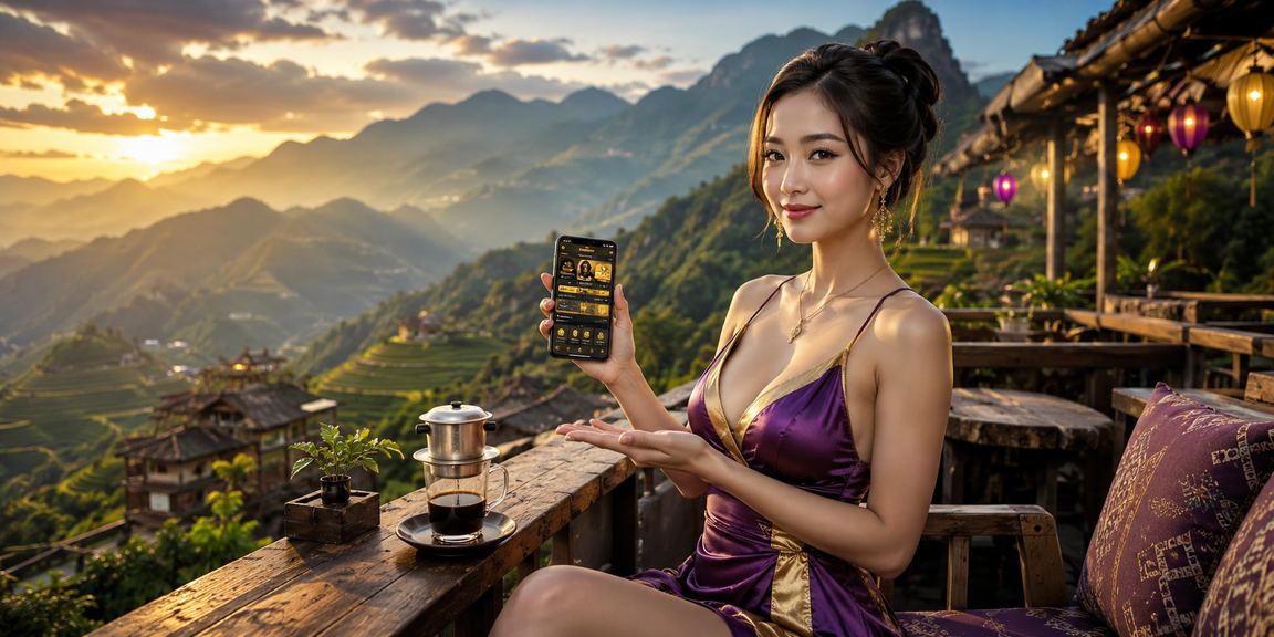 Người dùng theo dõi kèo thể thao tại quán cà phê vùng cao Sapa